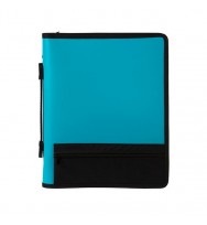 BINDER MARBIG 25MM 2 RING ZIP W/STORAGE POCKET & HANDLE BLUE