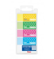 Eraser Pentel Hi Polymer Assorted Colours 5's