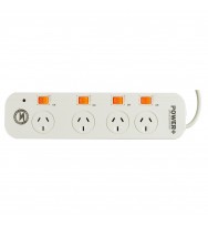  Powerboard ITALPLAST 4 Outlet with Individual Switch Surge, Overload Protection And Master Switch