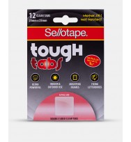 Tabs Sellotape Tough Tab 25X25MM Double Sided Clear Pack 12