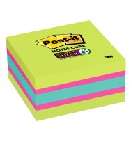 Notes Super Sticky Post-It 76X76MM Cube 2027-SSGFA Neon Green Mix 360 Sheets