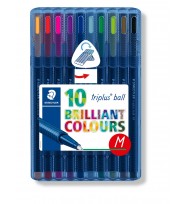 Pen Staedtler Triplus Ball Medium Wallet Assorted Colours PK 10