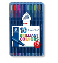Pen Staedtler Triplus Ball Extra Broad Wallet Assorted Colours PK 10