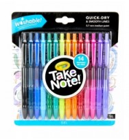 Pen Crayola Take Note Washable Assorted Colours Pack 14