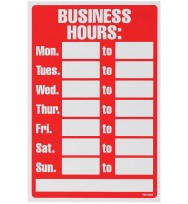 Sign Headline 203X305MM Business Hours