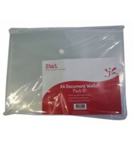 Document Wallet A4 PP W/Button Clear Pk 10 