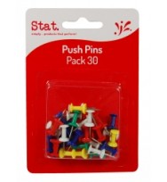 Push Pins STAT Assorted Colours -Pack 30