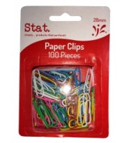STAT PAPER CLIPS 28 MM SML MULTI COLOUR PK 100 EA
