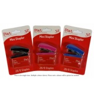 STAT STAPLER MINI W/STAPLES ASSORTED COLOURS EA 