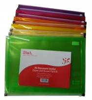 Document wallet A4 PP W/Zip Gusset Asset Pk 10  Ea 