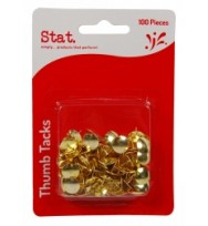 STAT THUMB TACKS GOLD 100 PK EA