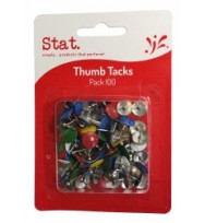 Thumb Tacks STAT Assorted Colours -Pack 100