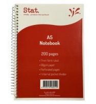 STAT NOTEBOOK A4 BOARD COVER RED 200 PG EA/PK 5