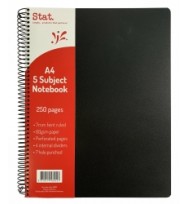 STAT NOTEBOOK A4 5 SUBJECT PP COVER 250 PG EA/PK 5 