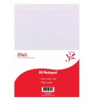 STAT NOTEPAD A5 WHTIE 50 SHEET EA