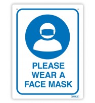 DURUS Wall Sign Please Wear a Face Mask Blue and White 