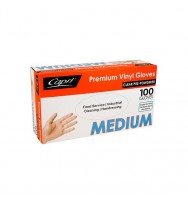 Gloves Powered CAPRI Disposals Vinyl Medium -Clear