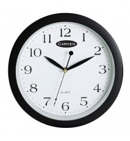 CLOCK CARVEN 25CM ROUND BLACK