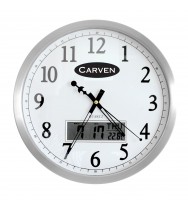 CLOCK CARVEN 35CM ALUMINIUM LCD DATE