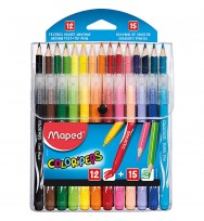 Compo Pack Maped Felt Tip Markers x 12 and Coloured Pencils x 15 Assorted Colours Pack 27
