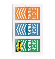 Flags Colour Code Sign Here Post-It 24MM 682-SH-OBL Orange/Blue/Lime Pk 60
