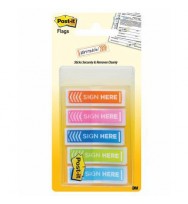 Flags Sign Here Post-It 12MM 684-SH-OPBLA Orange/Pink/Blue/Lime/Aqua Pk 100