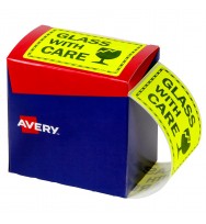 Labels Avery 75x99.6MM Glass With care Fluoro Yellow 750/Roll