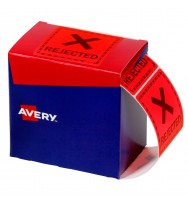 LABELS AVERY 75X74.2MM REJECTED FLUORO RED 1000/ROLL