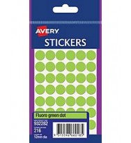 Label avery f/p 12mm fluoro grn dot 932282 - pack of 10