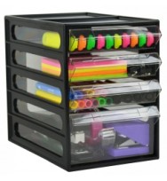Italplast 4 Drawer Black Organiser