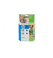 HP No.15 Black Ink Cartridge Twin Pack - 495 pages each