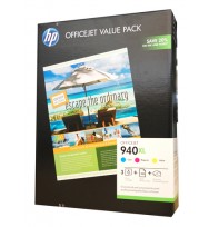 HP No. 940XL Ink Value Pack - C / M / Y plus 100 sheets of 210 x 297, 180gsm glossy paper