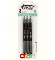 Texta BP 1.00mm Retractable Pen Black pk3