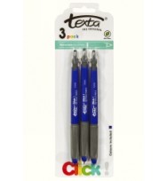 Texta BP 1.00mm Retractable Pen Blue pk3