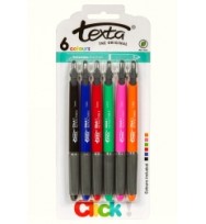 Texta BP 1.00mm Retractable Pen Assorted pk6