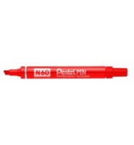 Marker pentel n60 perm chisel red - box of 12