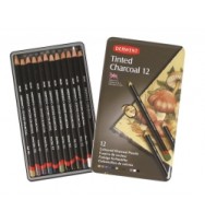 Derwent Academy Tinted Charcoal Tin Pk 12