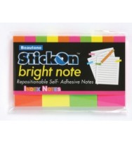Stick on notes b/tone 50x20 bright neon pk4