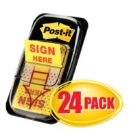 Post- it flags 680-9-24cp sign here cabinet pack bx 24