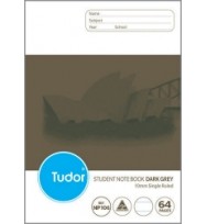 Exercise Book Tudor 64pg 10mm S/Ruled (P) D/Grey