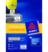 Label avery laser l6013 h/duty 1up 199.6x289.1 20's