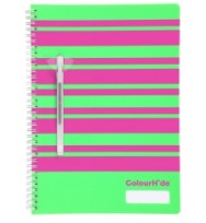 Note Book Colourhide A4 Designer Green Stripes 120pg