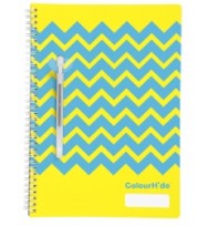 Note Book Colourhide A4 Designer Yellow Chevron 120pg