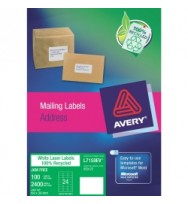 White 100% Recycled Enviro Labels, L7159EV, 2400/Pack, 64 x 33.8 mm