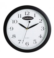 CLOCK CARVEN 30CM ROUND BLACK