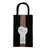 Bag gift kraft small 5pk black 160mm x 70mm x 265mm