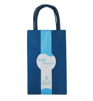 Bag gift kraft small 5pk mid blue 160mm x 70mm x 265mm