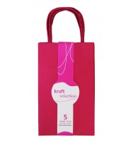 Bag gift kraft small 5pk hot pink 160mm x 70mm x 265mm