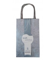 Bag gift kraft small 5pk metallic silver 160mm x 70mm x 265mm
