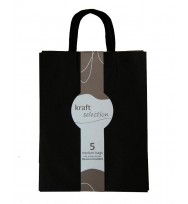 Bag gift kraft medium 5pk black 254mm x 127mm x 330mm